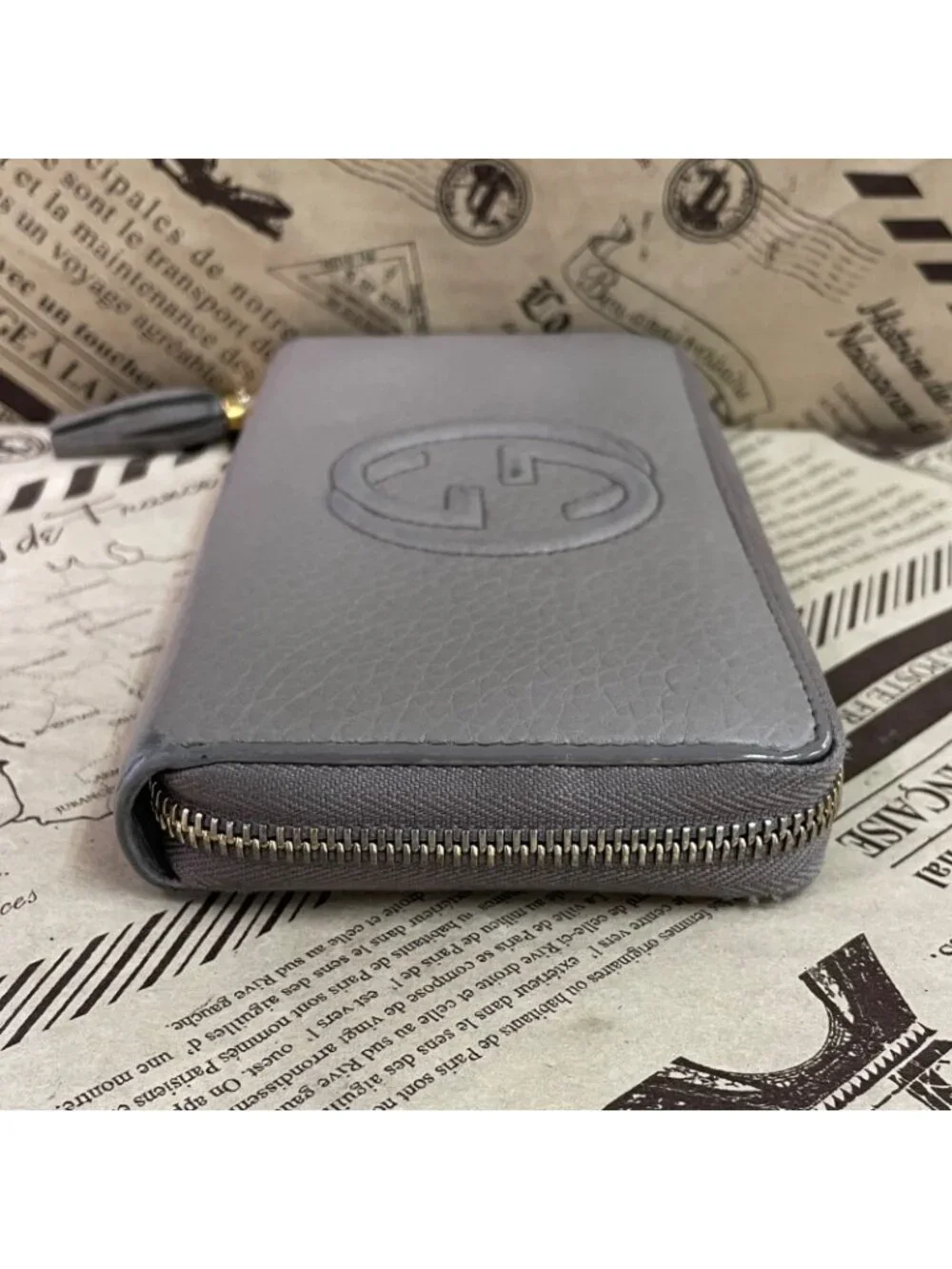 Gucci Wallet Interlocking GG Marmont Leather Gray Ju - Picture 4 of 15
